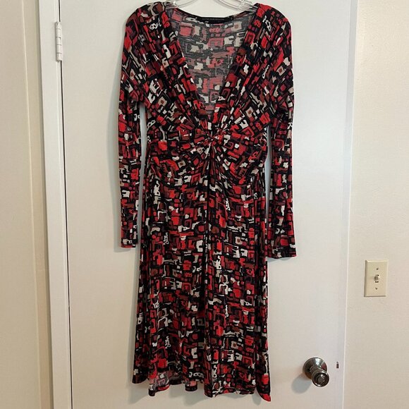 Square Patterned Longsleeve Cotton Dress - Picture 1 of 2